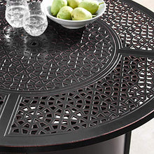 Oakland Living Aluminum 44 in. Round Fire Table Set Four Deep Seating Swivel Rockers, Fire Beads, Lid and Fabric Covers