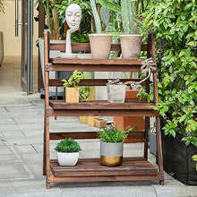 MIIKHI Wood Plant Stand Trellis Indoor Outdoor 3 Tiers Flower Stand Corner Stepped Planter Shelf Rack Flowerpot Holder for Plant Display Rack in Balcony Entr