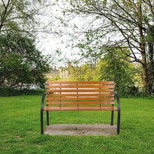 DUYHBAWRS Garden Bench Hardwood Slotted Steel Frame Outdoor Patio Garden Bench Park Seat