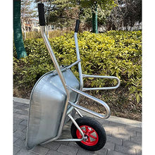 Etlegor Agricultural Wheelbarrow, Galvanized Wheelbarrow 2 Tire Wheelbarrow Dump Cart Perfect for Transporting Sand, Dirt, Garden Waste, Construction Fertilizer Worksite Trolley Tools