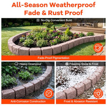 No Dig Landscape Edging, Faux Stone Edging Garden Border for Lawn & Flower Bed, Flexible Plastic Garden Edging Border, 12 Pack 6 Blocks with 24 Spikes Included, 46.85" L x 3.82" W x 6.1" H, Beige
