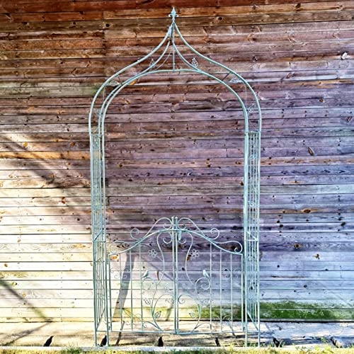SDdPulse Retro Garden Arch, Metal Rose Arch Arbor,Climbing Plants Decoration Pergola Arbor,for Outdoor Lawn/Terrace/Garden Entrance,Easy to Assemble,2 Styles (Antique Green B)