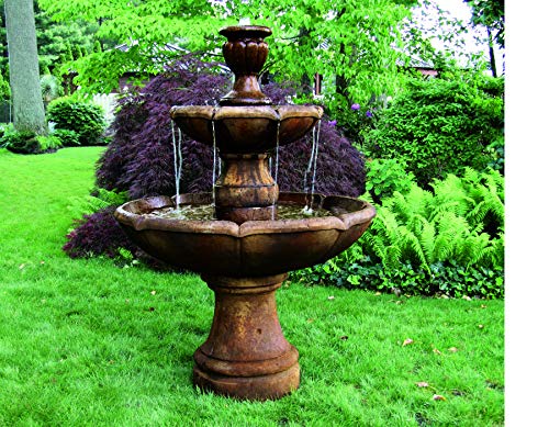 68" Two Tier Charlotte Fountain - Outdoor Concrete Garden Water Fountain