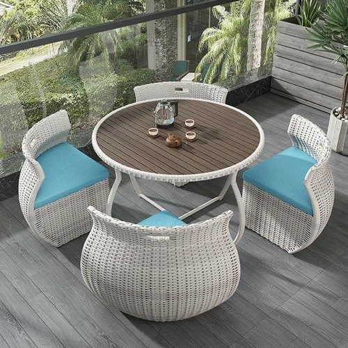 Balcony Table and Chair Set Modern Outdoor Garden Furniture Set Balcony Table And Chair Three-piece Set Home Patio Furniture Leisure Rattan Table And Chair Bistro Table Set ( Color : Wood surface-set