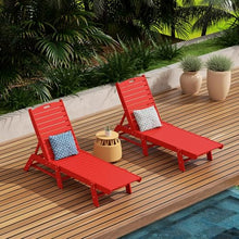 WestinTrends Malibu Poly Reclining Outdoor Patio Chaise Lounge Chair Adjustable (Set of 2), Red