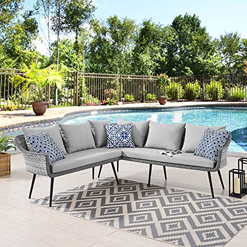 Modway EEI-4658-GRY-GRY Endeavor Patio Sofa, Gray Gray