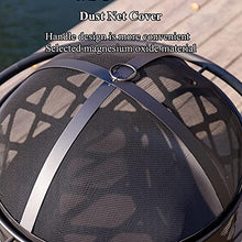 SLGGPJBU Portable Fire Pit & Bowl, Large Outdoor Fire Pit w/Spark Screen & Handle Ring, Bonfire Wood Burning Heating Basin, Round Firepit Heater