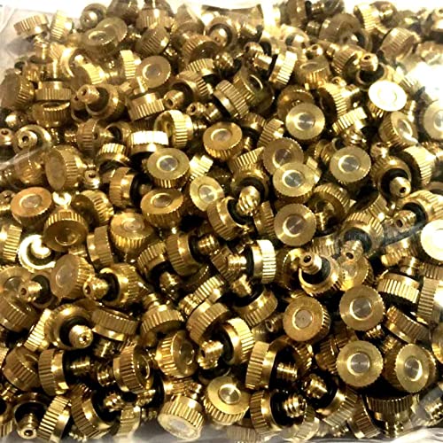100PCS Brass Misting Nozzles for Cooling System, Low Pressure Mister Nozzles Fogging Spray Head Fog Nozzles 0.004-0.039" Orifice,10/24 UNC Thread (Size : 0.6mm)