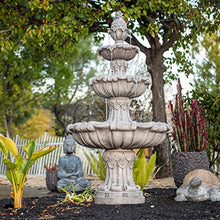 XBrand 3-Tier Outdoor Freestanding Bird Bath Fountain with Pump Gray