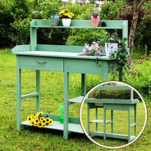 iumLeap Planting Work Bench with Removable Sink with Storage Shelves and Drawer Gardening Bench Potting Table (Brown 117x45x121cm)