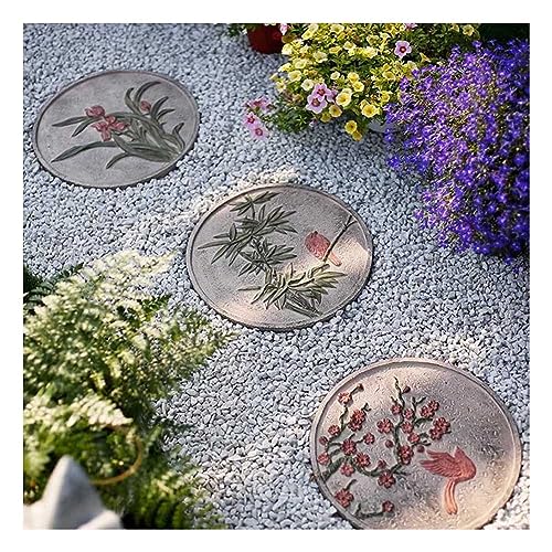 Etlegor Outdoor Stepping Stones Set, for Garden Walkway Decoration River Rock for Yard, Pathway, Landscaping, 13.8 Inch Round Decorative Stone Mat (Color : Gray, Size : 3PCS)