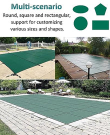 LZMZMQ Pool Cover Elastic/Loop Lock Covers Retractable, Diameter 1 1.5 2 2.5 3 3.5 4 4.5 5 5.5 6 6.5 7 M Round Inground Pool Safe Cover with Brass Accessories & Tool, Green Solid(9.2m/30ft)