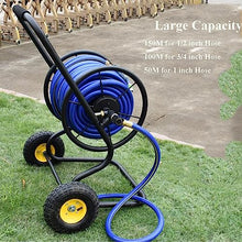 Garden Hose Holder Industrial Hose Reel Cart, Heavy Duty Metal Frame with Solid Wheels, Labor saving Hose Guide System, Holds 490-Feet of 1/2" Hose Capacity for Outside Garden & Yard Pipe Hose Storage