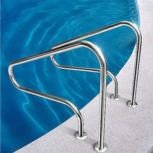 Pool Handrail, Premium 304 Stainless Steel Pool Safety Handrails, Silver Rustproof Swimming Pool Hand Rails 2 PCS for Inground Pool Entry - Easy Mount (Thick 1.2mm)