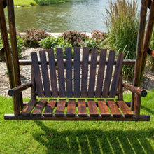 Coral Coast Rustic Torched Log Curved Back Porch Swing and A-Frame Set