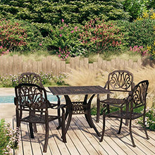 YITHOPI Patio Bistro Set,Cast Aluminum Bistro Table Set Outdoor Dining Table with Umbrella Hole for Porch, Lawn, Garden, Backyard, Pool,5 Piece Bistro Set Cast Aluminum Bronze(Fast Delivery)
