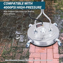 Towallmark 24" Pressure Washer Surface Cleaner with Dual Handle, 4 Wheels, 3/8" Quick Connect, 2 Replacement Nozzles, Stainless Steel Power Washer Surface Cleaner for Driveway Sidewalk Patio 4000 PSI