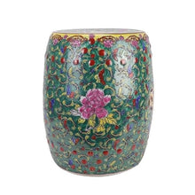LINKIO Garden Stool Decorative Garden Stool, Hand-Painted Pastel Peony Design, Vintage Round Drum Style, Indoor Outdoor Multi-Purpose Table Ottomans(C)