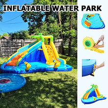 AKEYDIY 6-in-1 Blue Inflatable Water Slide Park for Kids