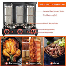 Vertical Doner Kebab Grill Machine,360 Degrees Rotating Rotisserie Oven,Gas Grill, for Commercial and Home Kitchen (Black)