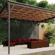 WEHUOSIF PE Rattan Garden Lounge Set for 12, Brown
