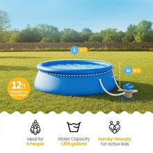12ft x 36in Round Inflatable Ring Top Outdoor Above Ground Pool w/Pump