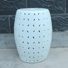 JOYNOW Ceramic Garden Stool Decorative Garden Stools Black Orchid Carved Drum Stool Porcelain Stool Dresser Stool Stool Beige Hole Round Garden Stool Ceramic(Blue)