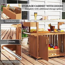 Outdoor Grill Cart with Stainless Steel Tabletop & Storage Cabinet