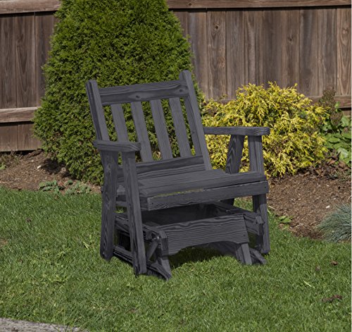 ECOMMERSIFY INC Amish Heavy Duty 600 Lb Mission Pressure Treated Porch Patio Garden Lawn Outdoor Glider Chair-2 Feet-Black-Made in USA
