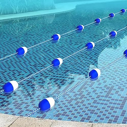 Pool Safety Rope, Pool Rope with Floats, Floating Pool Safety Divider with Pre-Assembled Stainless Steel Hooks, Pool Floating Barrier for Indoor and Outdoor Swimming Pools Separating Depth (