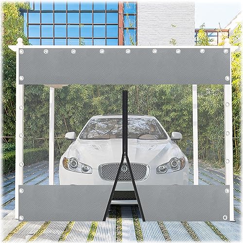 Heavy Duty Outdoor Clear Panel Curtain, All Weather Resistant Tarp, Clear Vinyl Tarpaulin Partition Curtains, Balcony Curtains with Zips, 112 Sizes,LxW-8.5x3m/27.9x9.8ft