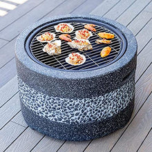 Small Firepit, Large 3 in 1 Fire Pit with BBQ Grill Shelf, Edging of Artificial Stone for Outside Patio, Decking, Lava Rocks