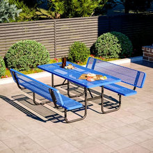 SENPUST 72" Picnic Table with Backrest, Rectangular Metal Picnic Table