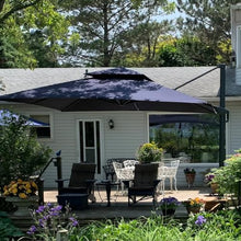 OROTLECT 132'' Square Double Top Cantilever TiltIng Umbrella With Base,Navy