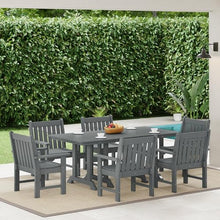 Costaelm Rectangle Outdoor Dining Tables, 71'' Patio Table with Umbrella Hole for 6 Person, Balcony Outdoor Buffet Table, Porch Tables for Outside Lawn Porch Bistro Furniture, Gray
