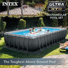 Intex Ultra XTR Rectangular Pool Set with Pump, Vacuum Cleaner & Skimmer Gray