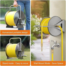 DOIBG Retractable Hose Cart Wall/Floor Mount Hose Reel Garden Hose,Stainless Steel Water Hose Rack-25m Water Pipe Reel Set