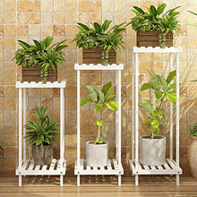 MIIKHI Plant Stand Flower Stand with 2 Tier Wooden Free Standing Plant Stand Indoor and Outdoor Flower Display Rack,2 Colors,4 Sizes (White 70cm)