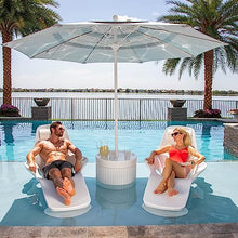 REZVANI FURNITURE STUDIO Tenjam Ripple Wide in Pool Table with Umbrella Hole for Sun Shelf, Ledge Table for Water Depths up to 10", Lounger Side Table (Made-to-Order-Colors) (White)