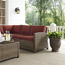Crosley Furniture Bradenton 5-Piece Outdoor Sectional Sofa Set Brown with Sangria Cushions