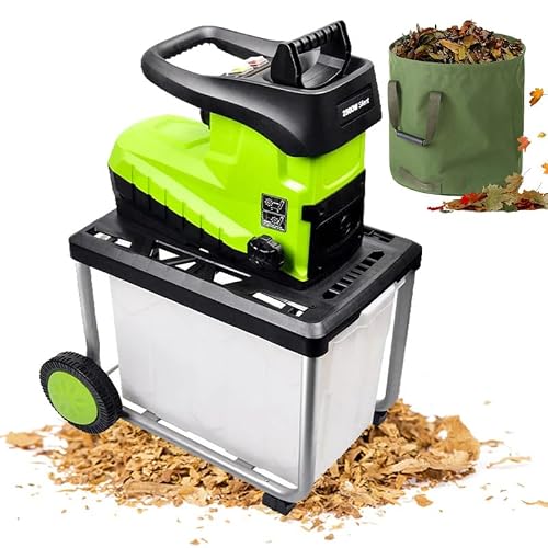 Eoweiot Garden Shredder,Wood Chipper, 60L Integrated Collection Box,45mm Max Cutting Diameter,10m Power Cord,Suitable for Wood and Tough Garden Debris