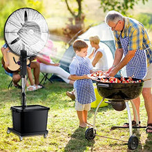 Preferspace Island Misting Fan, 3 Cooling Speeds Standing Fan with 12 Gallon Tank, Adjustable Height, 45° Oscillation, Art Deco Pedestal Fan for Backyards, Patios and More
