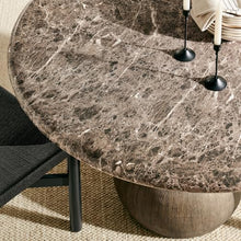Modway Pietra Modern Sculptural Indoor/Outdoor Round Dining Table in Dark Emperador Marble – Faux Marble Top with Stacked Ball Pedestal Base – Contemporary Round 48" Dining Table