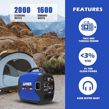A-iPower Portable Inverter Generator, 2000W Ultra-Quiet Powered By Yamaha Engine RV Ready, EPA Compliant, Ultra Lightweight For Backup Home Use, Tailgating & Camping (SC2000i)