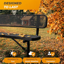 OUTTANS Heavy-Duty Outdoor Metal Bench (8 Ft - Surface with Back, Black)