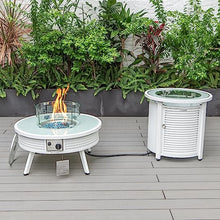 LeisureMod Walbrooke Modern Aluminum 5-Piece Patio Conversation Set with Fire Pit Navy Blue