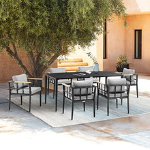 Armen Living Ezra Outdoor Patio Dining Chair Set of 2 Dark Grey