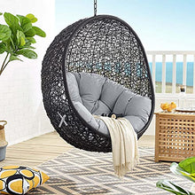 Swing Lounge Chair, Black Grey Gray, Modern, Outdoor Patio Balcony Cafe Bistro Garden