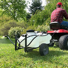 Brinly ST-152BH-A Self-Storing Tow Behind Lawn and Garden Sprayer with Collapsible Boom, 15-Gallon, Matte White