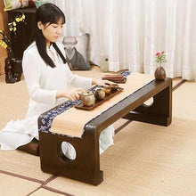 HASMI Living Room Table Console Table Guqin Piano Wood Ancient Furniture Four Long Space Guest Table Low Floor Oriental Tea Table Outdoor Side Table (Size : Table and Stool)